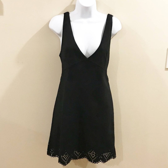 WYLDR Dresses & Skirts - WYLDR Faux Suede Black Mini Dress with Lace NWT Size Large